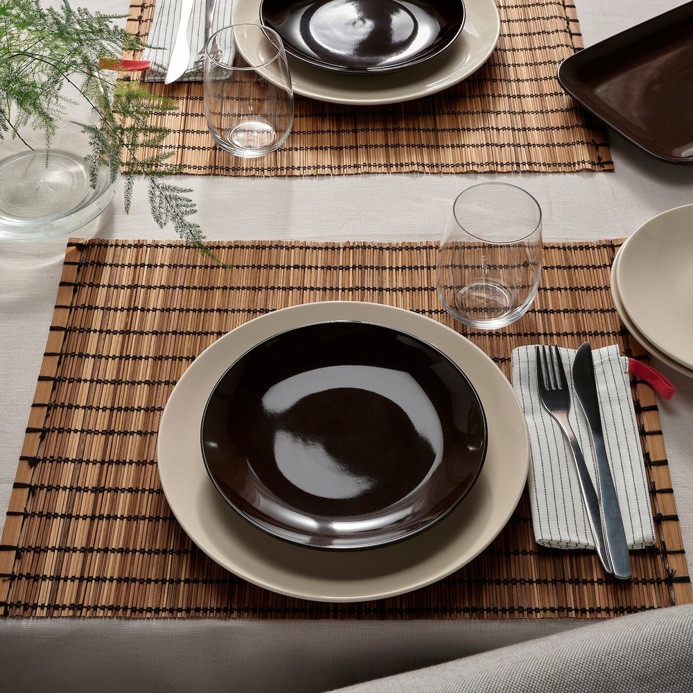 IKEA FÄRGKLAR  (ИКЕА ФÄРГКЛАР)  -  Тарелка, коричневая глянцевая, 20 см
