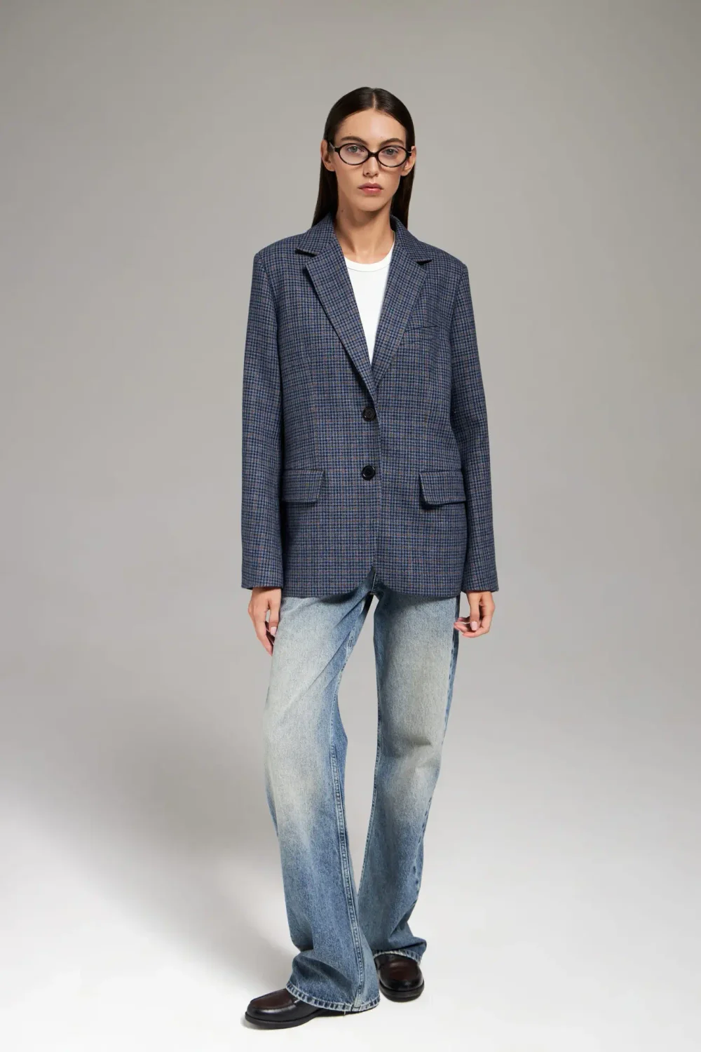Жакет в клетку, Синий