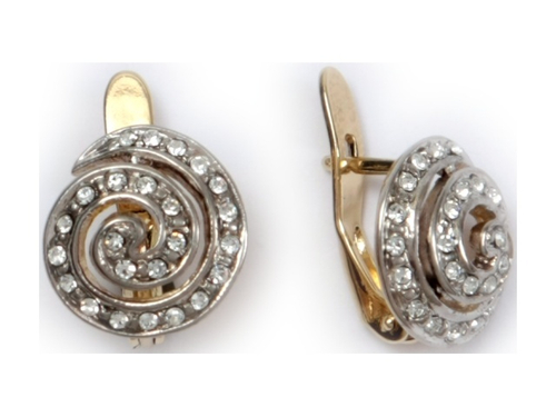 "Завиток" серьги в золотом покрытии из коллекции "Классика" от Jenavi с английским замком