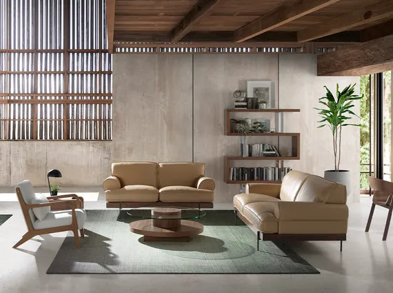 Журнальный столик Angel Cerda 2052, Ø100 см, стекло, орех