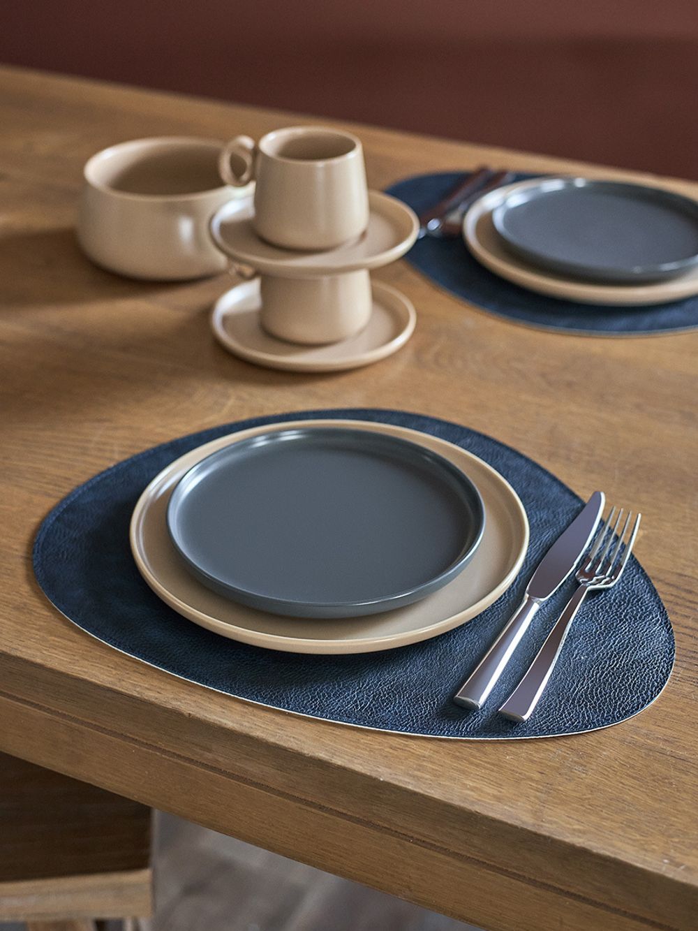 Набор из 2-х двухсторонних сервировочных салфеток Drop, 33х41 см, синий/светло-серый