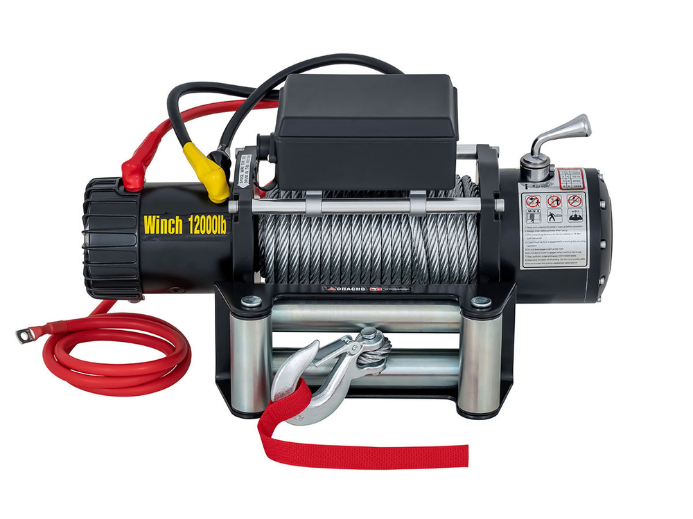 Лебёдка электрическая 12V Electric Winch 12000 lbs 5443 кг роликовые губки, стальной трос