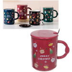 Кружка керамическая 450мл «MERRY CHRISTMAS « с крышкой и ложкой