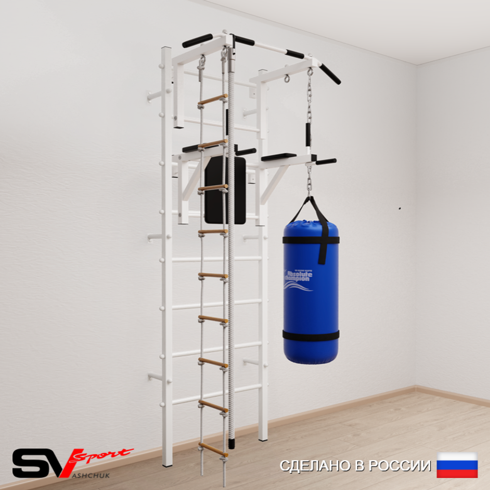 Шведская стенка Sv Sport 5752 (Турник стандарт/Брусья/Канат/Лестница/Цепь/Мешок 22кг)