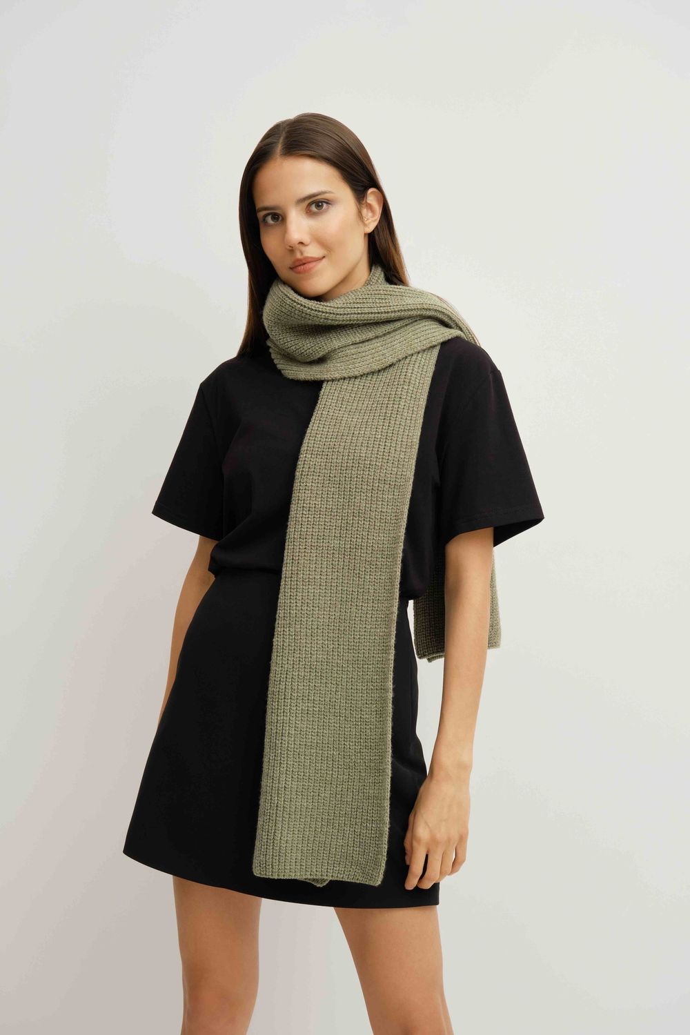 Шарф Weme вязаный оливковый