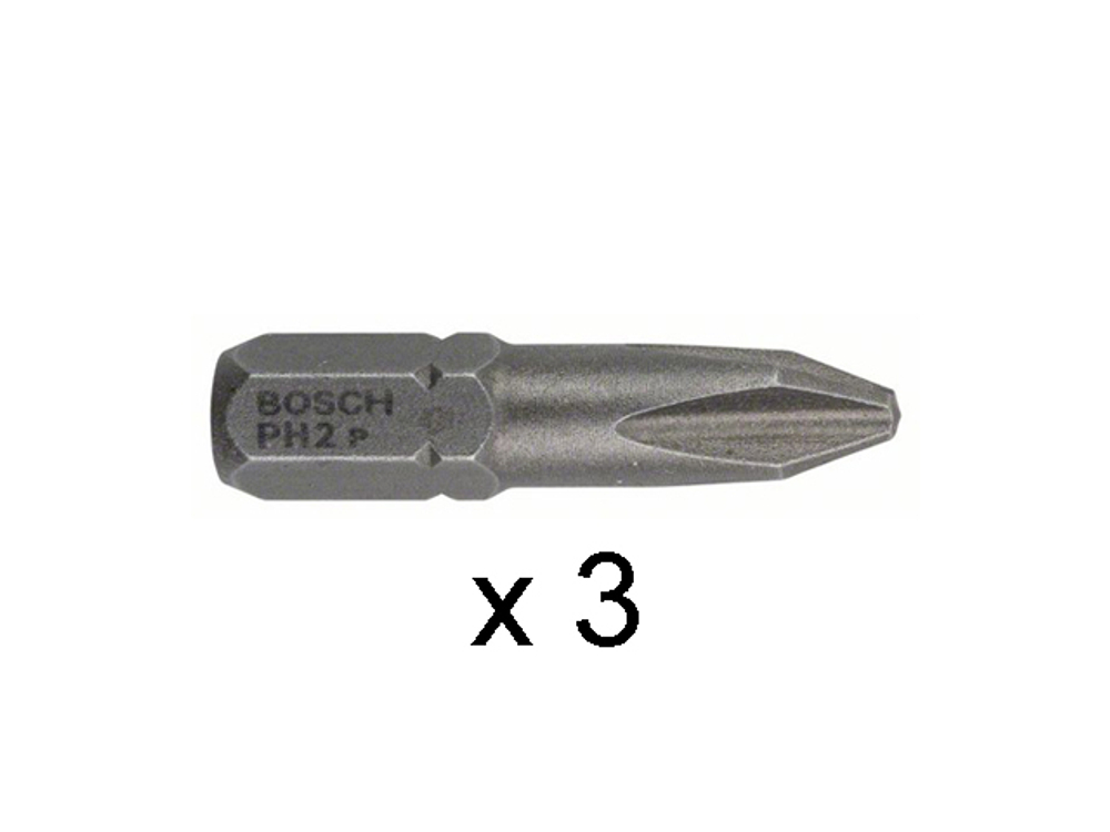 Насадка (бита) крестообразная PH2 25 мм BOSCH в розничн. упак. (3 шт.)