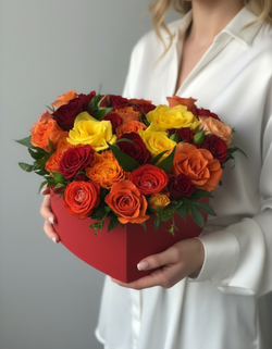 Цветы в коробке сердце Чувственность