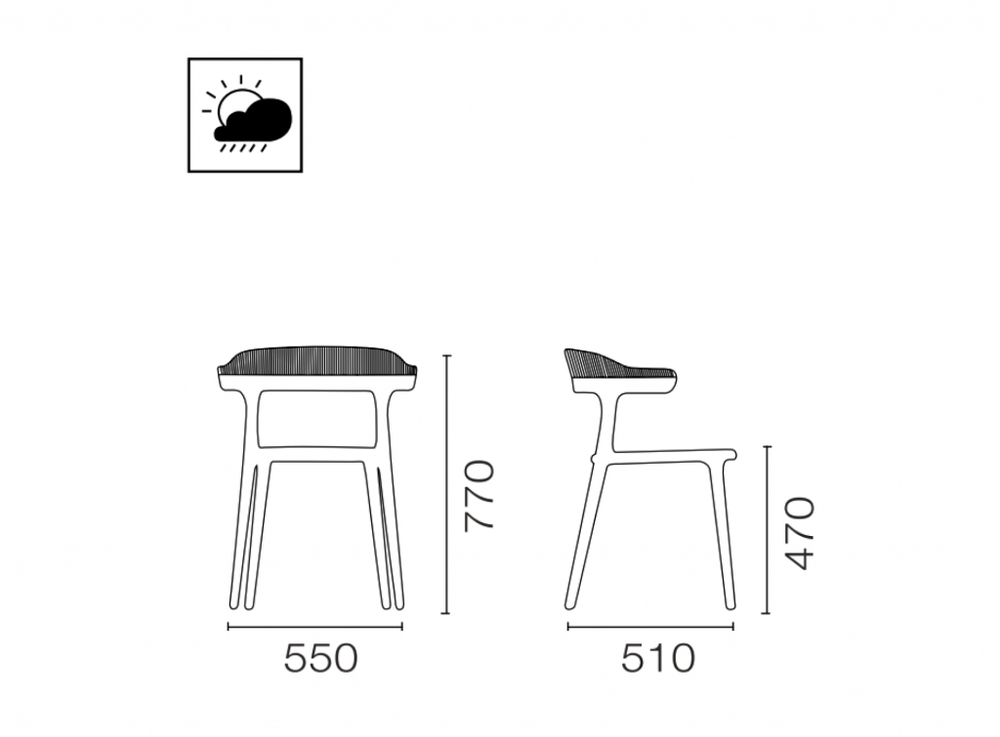 Кресло пластиковое Papatya Luna Stripe, антрацит