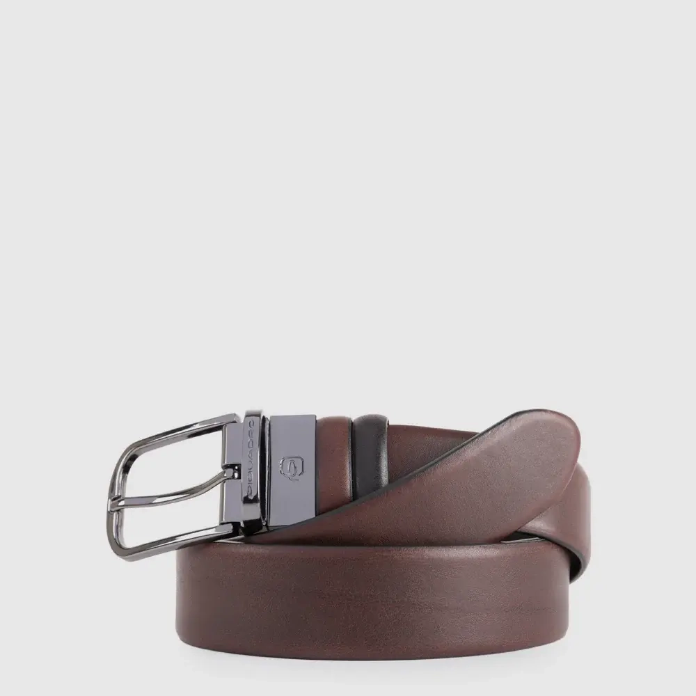 Ремень двусторонний кожаный Piquadro Black Square/Dark brown-black
