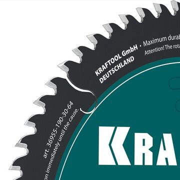 KRAFTOOL Slim wood cut 190 х 30 x 1.6 мм, 64Т, диск пильный по дереву, (36955-190-30-64)