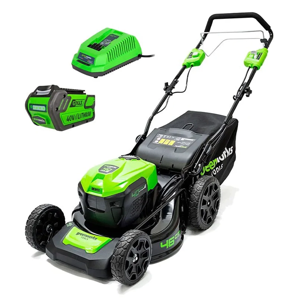Газонокосилка аккумуляторная Greenworks GD40LM46SP 40В (1 x 4 Ач, ЗУ) нож 46 см, 2506807UB