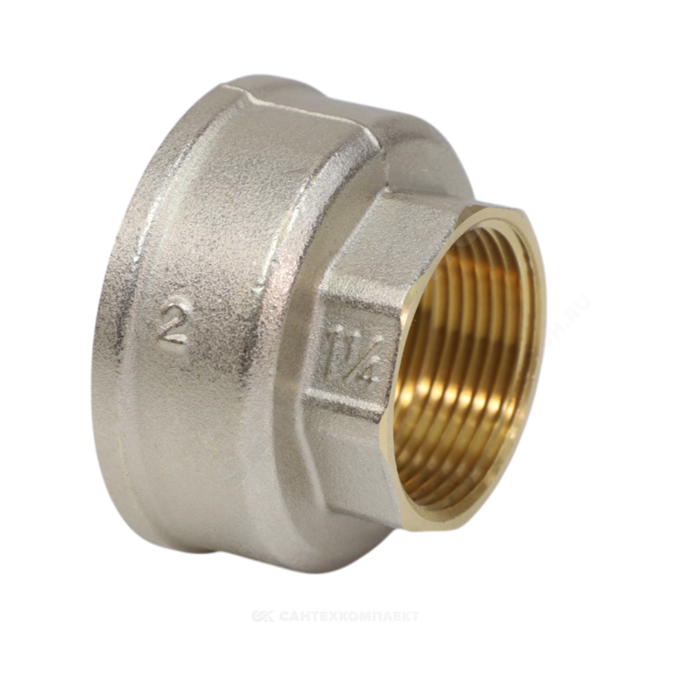 Муфта латунь никель переходная Ду 20х15 (3/4"х1/2") ВР/ВР 9019 ГОСТ 32585-2013 Aquasfera 9019-01