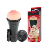 Мастурбатор-ротик с вибрацией в форме фонарика Pink Mouth (Цвет: черный с телесным)