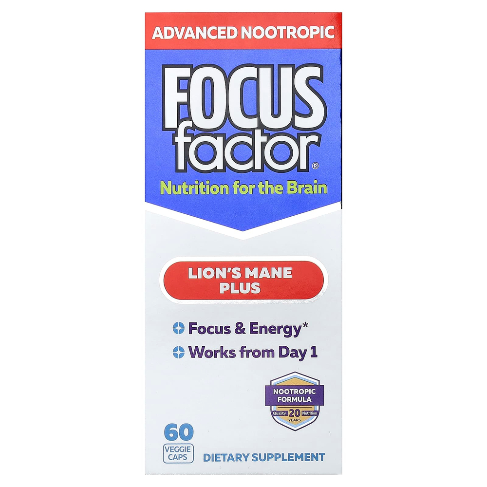 Focus Factor, ежовик гребенчатый, 60 растительных капсул