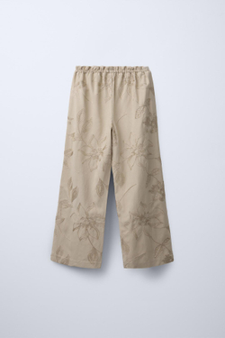 ZARA БРЮКИ С ВЫШИВКОЙ, СВЕТЛО-БЕЖЕВЫЙ