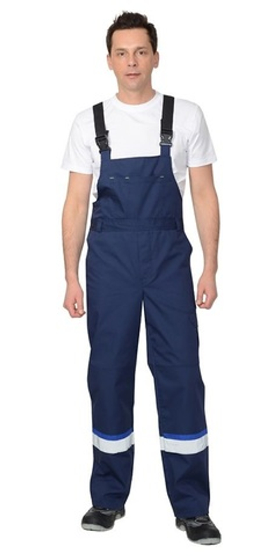 Полукомбинезон  темно-синий с васильковой и черной отделкой