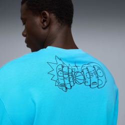 PUMA X RICK AND MORTY БАСКЕТБОЛЬНАЯ ФУТБОЛКАС ДЛИННЫМ РУКАВОМ, БИРЮЗОВЫЙ