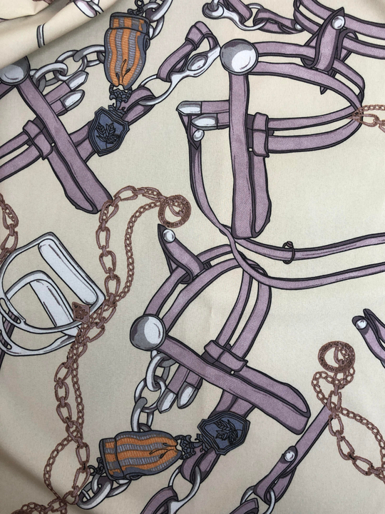 Плательная принт, ремешки сиреневые на песочном SUPER SOFT D08C2