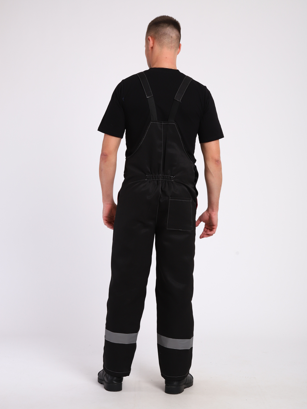 Полукомбинезон рабочий на молнии черный плотный на лямках