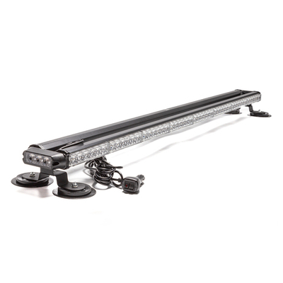 Маяк-стробоскоп 12/24 В, 102 Вт, желтый, 4-стор. (8+8+2 блока Epistar), 28 реж., крепление на магните, прикуриватель (провод 3м), 1160*120*78 мм