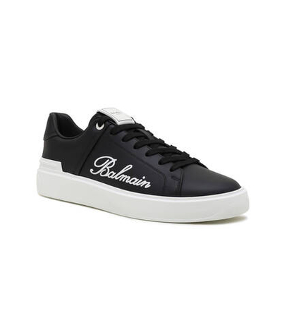 Кожаные кроссовки b-court-cuir&signature Balmain - черный(CM0VI288 LTBP)