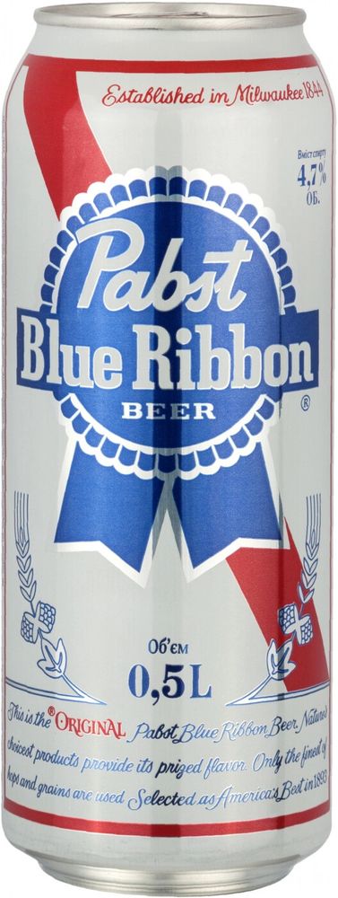 Пиво Пабст Блю Риббон / Pabst Blue Ribbon 0.5 - банка