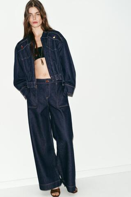 ZARA ДЖИНСЫ Z1975 WIDE LEG СО СРЕДНЕЙ ПОСАДКОЙ, СИНИЙ