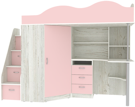 Кровать-чердак КарИВи Пионер Винтерберг Розовый