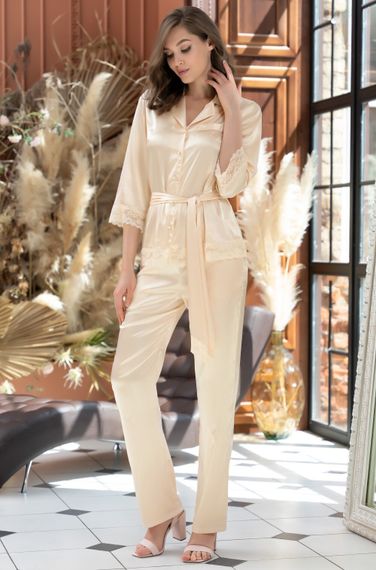 Пижама шелковая с брюками Mia-Amore VALENTINO 7246 мохито