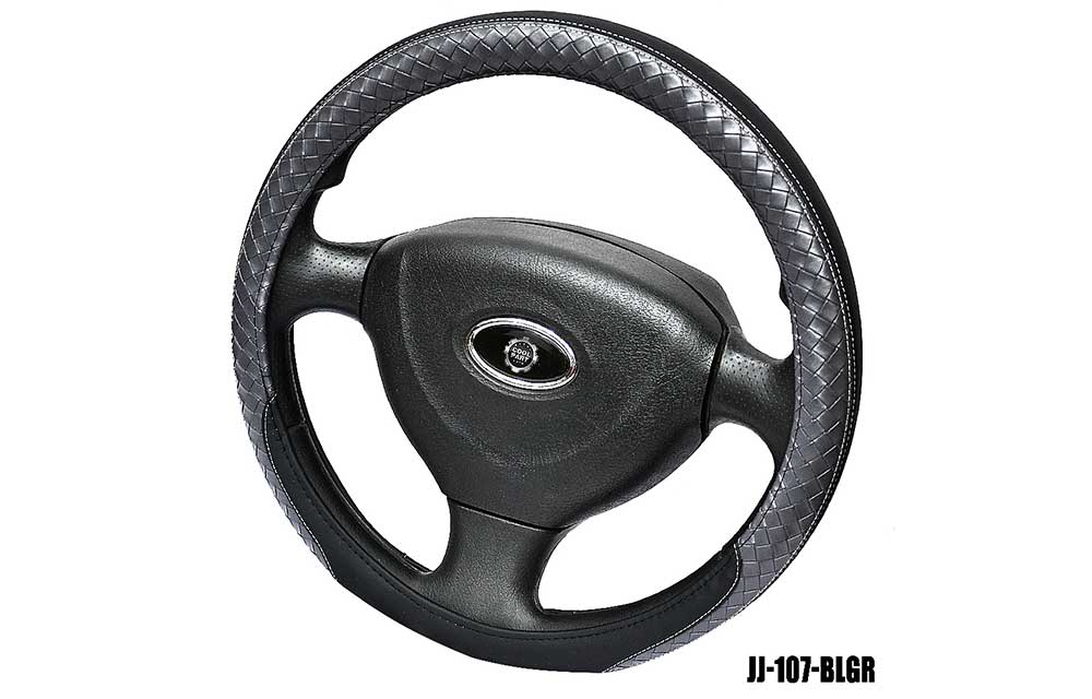 Оплетка на руль круглая Coolpart MAXIMAL (37*38) к/з черный/серый Плетенка JJ-107-BLGR