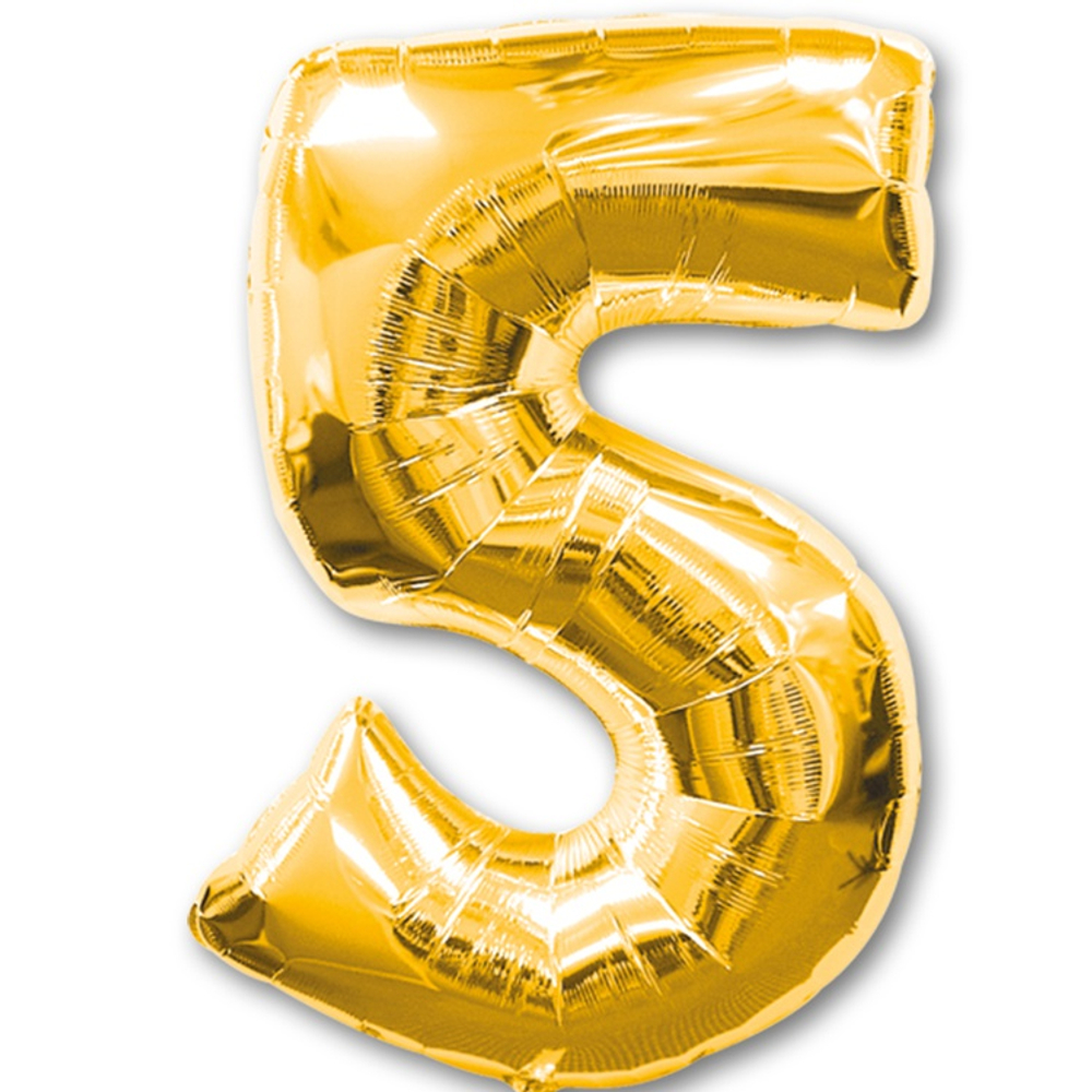 Шар фольгированный Цифра 5 85 см (Золотой)