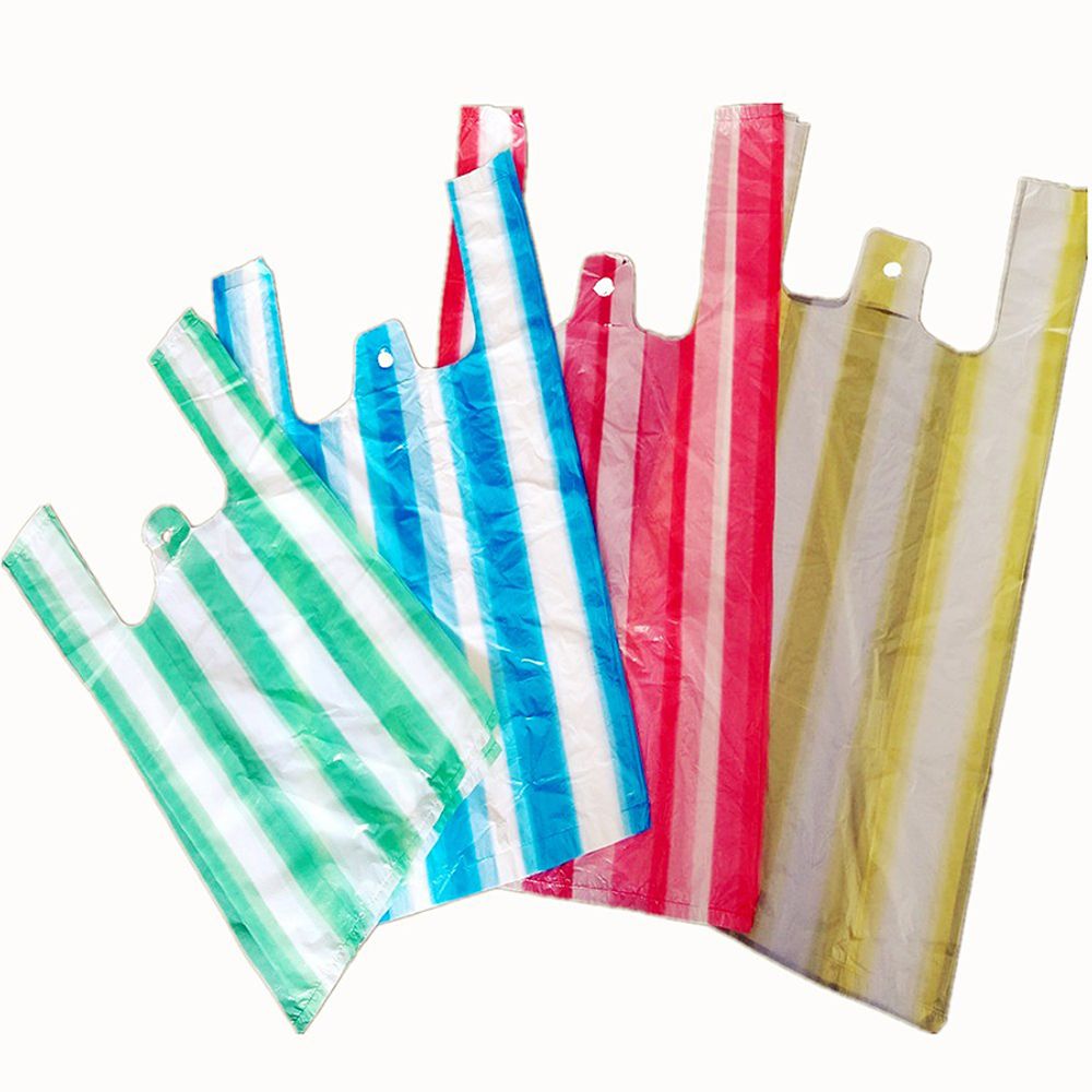 Пакеты-майки 16+9x28см 8мкм Цветная полоса (100/10000шт)