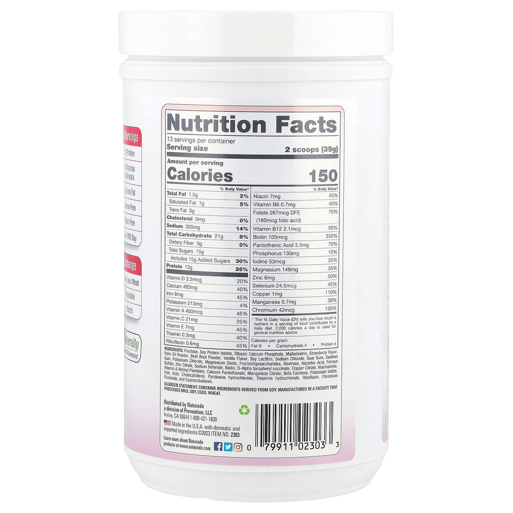 Naturade, Total Soy®, заменитель еды, клубничный крем, 507 г (1 фунт)