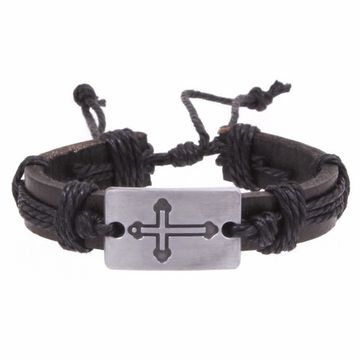 Фенечка с крестом - 2 (черн/шнурок)