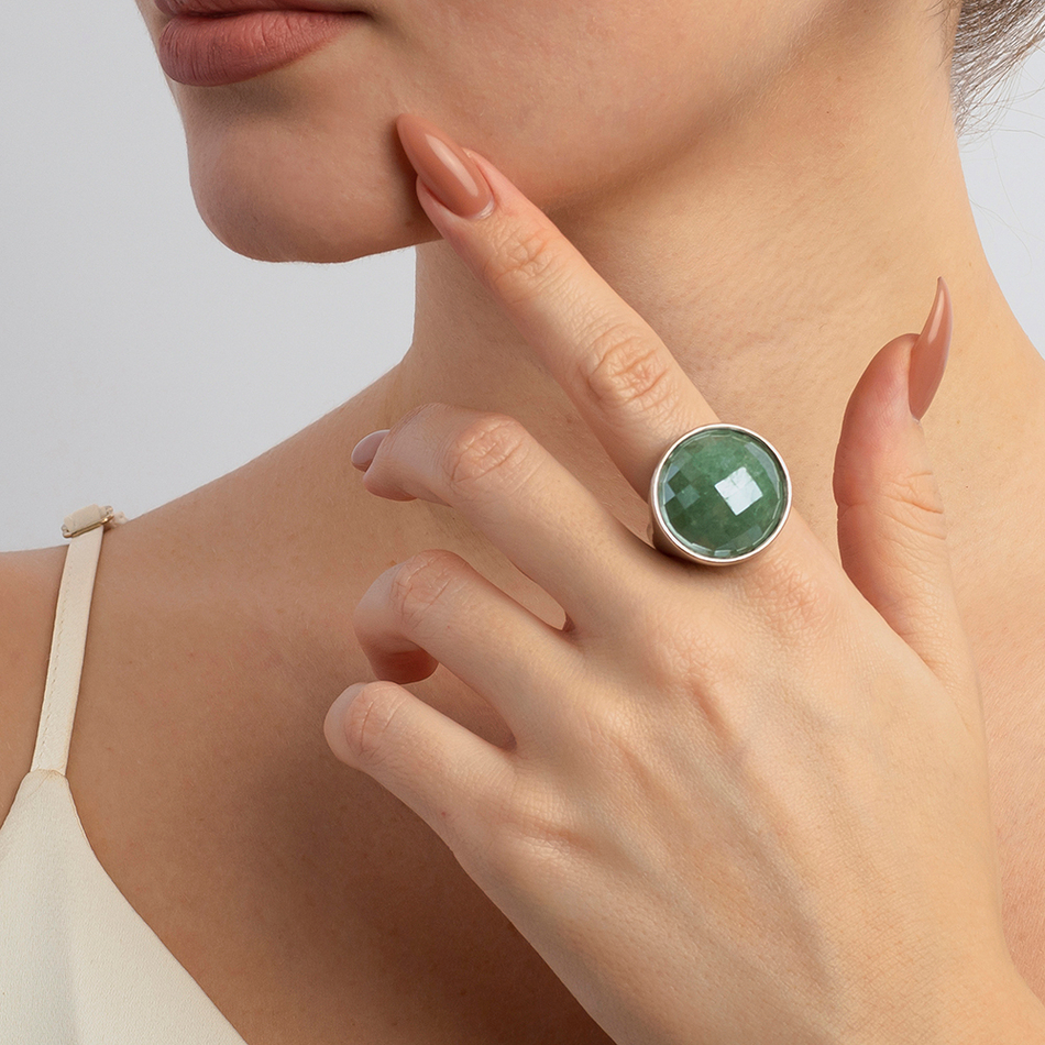 Кольцо Possebon Pearl Green Quartz 18.5 мм K1155.16/18.5 G/S