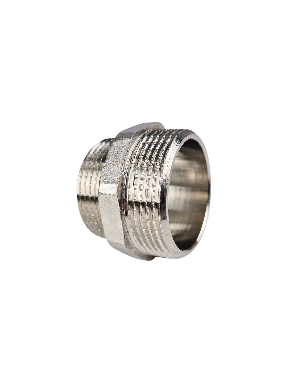 Ниппель переходной, латунь, наружная резьба 1 1/2"х1 1/4", никель, RTP