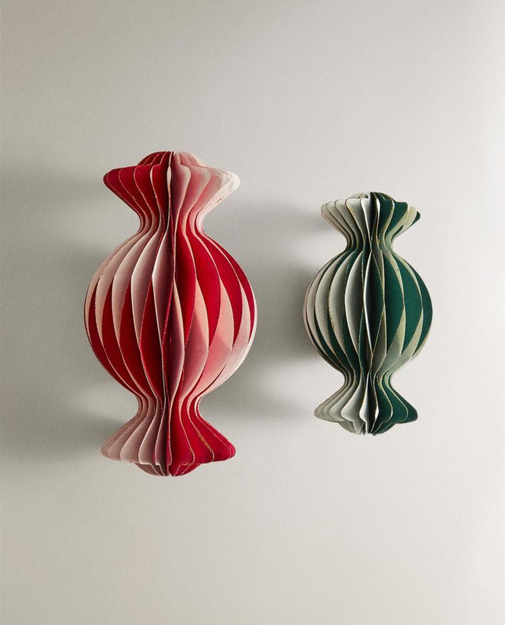 ZARA HOME НАБОР БУМАЖНЫХ НОВОГОДНИХ УКРАШЕНИЙ «КОНФЕТЫ» (2 ШТ.), ЗЕЛЕНЫЙ