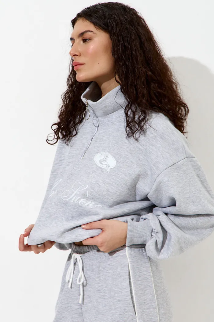 Олимпийка с короткой молнией "Âme Sirène" цвета серый меланж