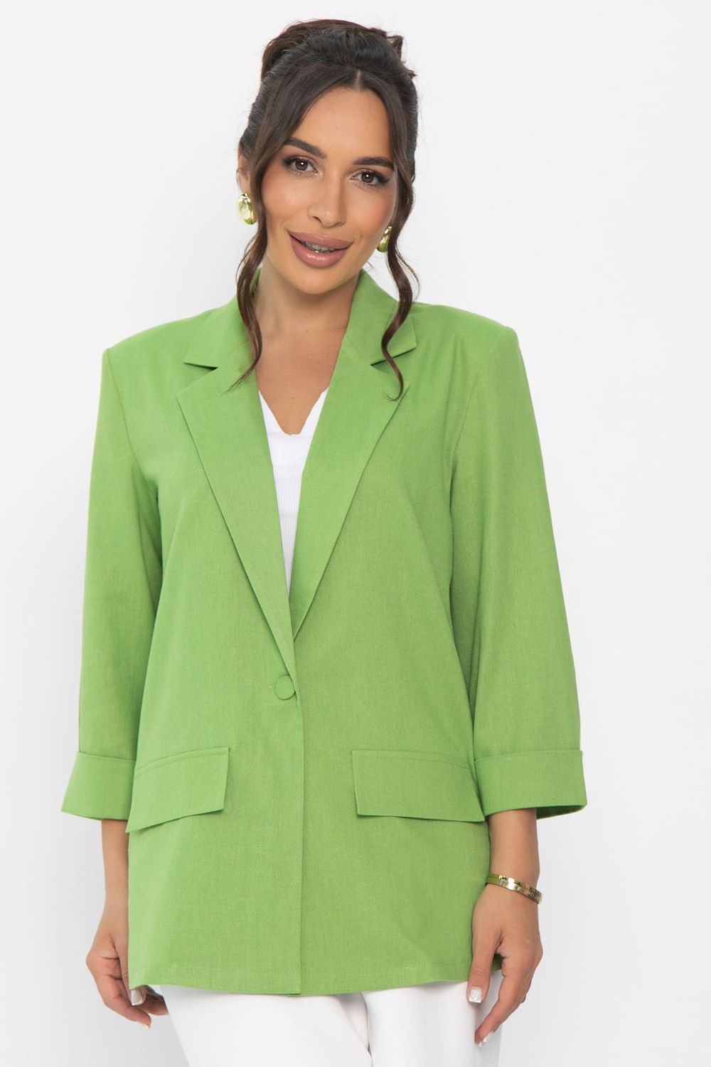 Пиджак льняной Мэрлин (зеленый) Б15429-7М LT Collection