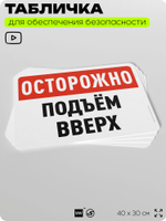 Табличка для обеспечения безопасности "Осторожно, подъем вверх", для офиса, по охране труда для предприятия, организаций, 40х30 см, Silver Plane x Айдентика Технолоджи