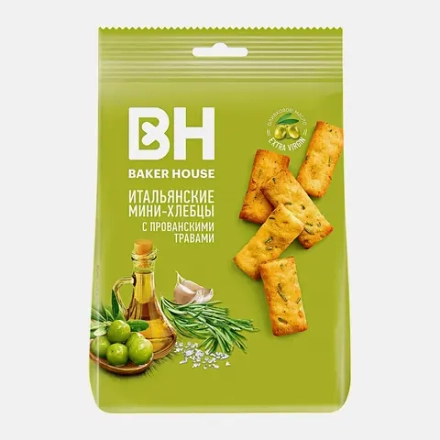 Хлебцы Итальянские с прованскими травами оливковым маслом и морской солью Baker House 110г