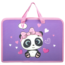 Папка на молнии с ручками ЮНЛАНДИЯ А4, 1 отделение, пластик, ширина 45 мм, "Sweet Panda", 271456