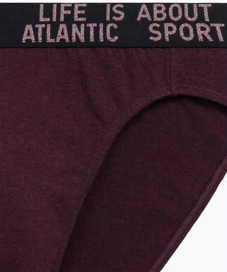 Мужские трусы (3шт) слипы спорт Atlantic 3MP-209, хлопок, зеленый меланж + винный меланж + голубой меланж