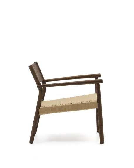 Кресло Yalia из массива дуба с отделкой из ореха и сиденьем из 100% веревки