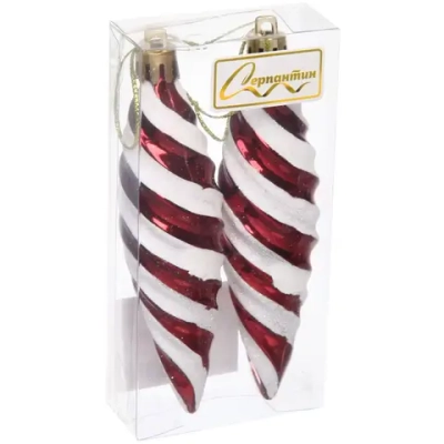 Ёлочные игрушки «Таинственное очарование» Сосульки 10 см (набор 2шт), темный рубин
