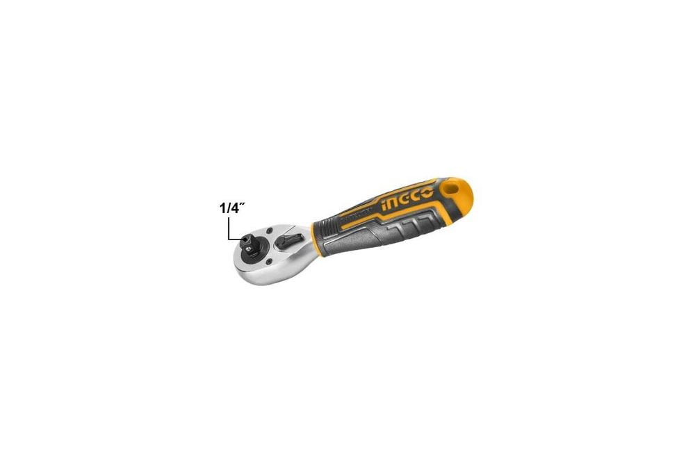 Трещоточный короткий ключ INGCO INDUSTRIAL 1/4"+ 3/8"  HRTH081438