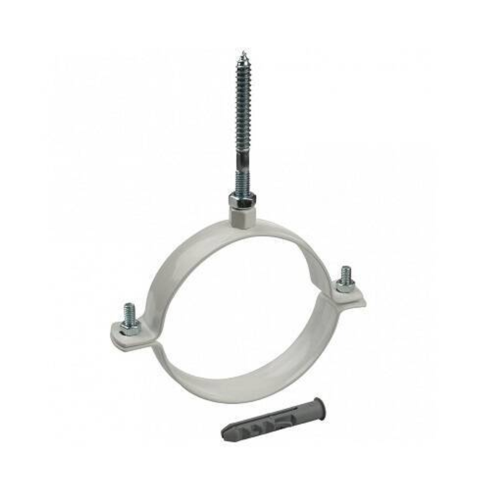 Крепление к стене Rommer D80 мм, белое металлическое (хомут)