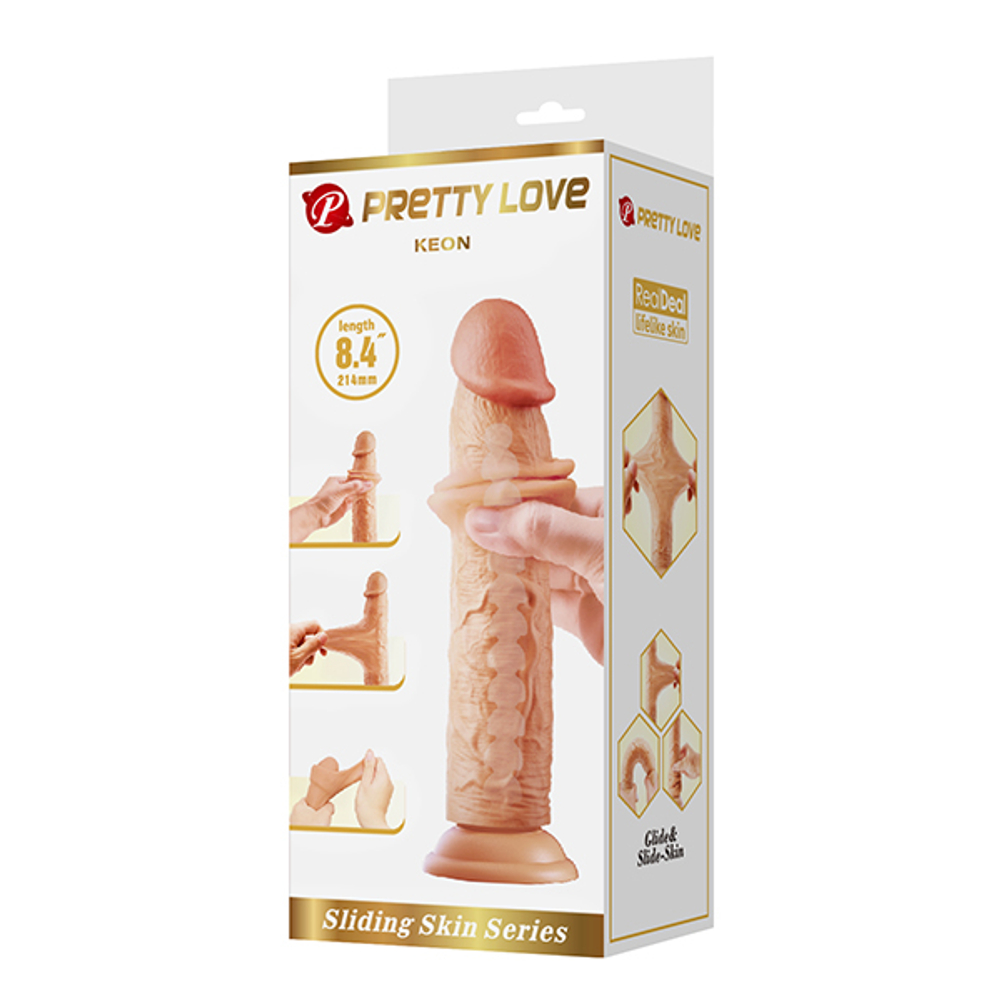 Телесный фаллоимитатор 21,4см с эффектом скользящей кожи Pretty Love Keon Sliding Skin BW-008119LP