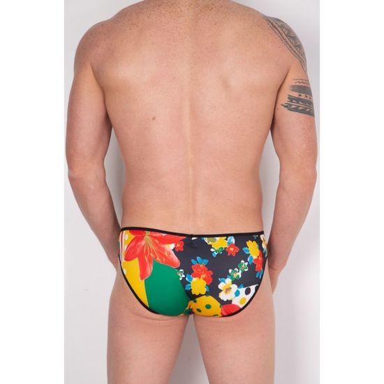 Мужские трусы брифы с разноцветным принтом и черной окантовкой Cosmos Colors FR40_BRY