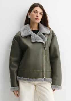 Дубленка Авиатор олива